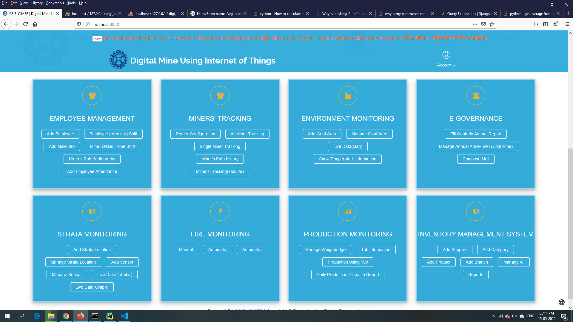 Screenshot of Digital Mine using IoT